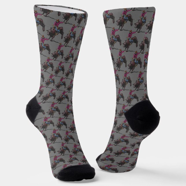 Western Rodeo Cowboy Bull Riding Socken (Gewinkelt)