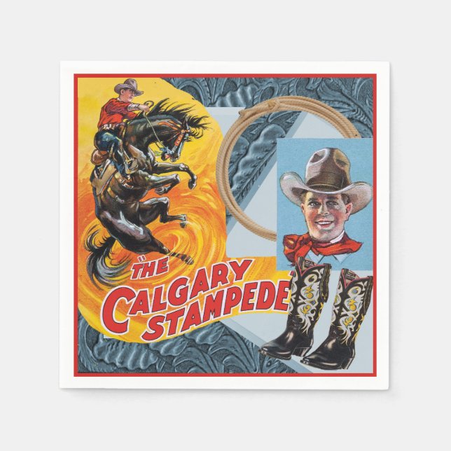 Western Rodeo Cowboy Collage Print Party Serviette (Vorderseite)