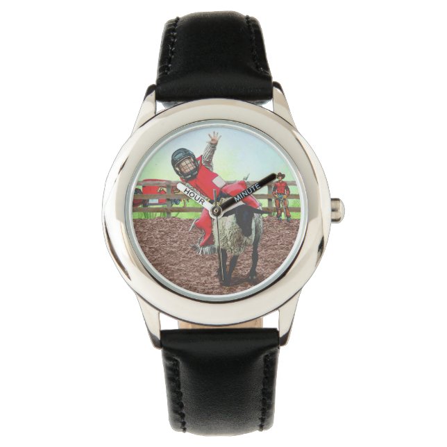 Western Rodeo Cowboy Cowgirl Mutton Busting Armbanduhr (Vorderseite)