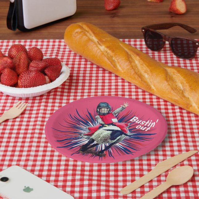 Western Rodeo Cowboy Cowgirl Mutton Busting Pappteller (Picknick)