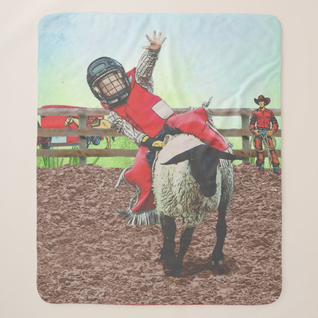 Western Rodeo Cowboy Cowgirl Mutton Busting Sherpadecke (Vorderseite)