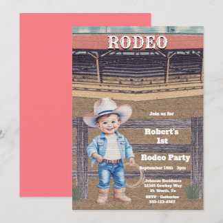 Western Rodeo Cowboy/Cowgirl Personalisiert Geburt Einladung