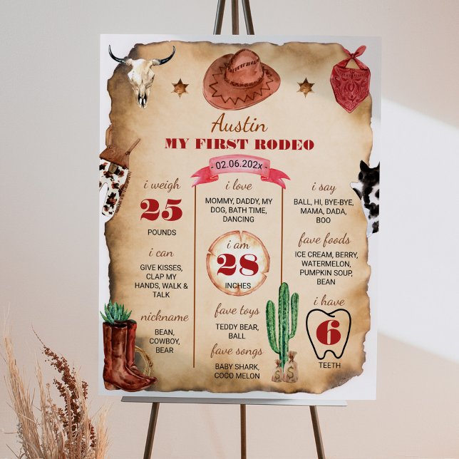 Western Rodeo Cowboy Erste Geburtstagssignatur Poster (Von Creator hochgeladen)