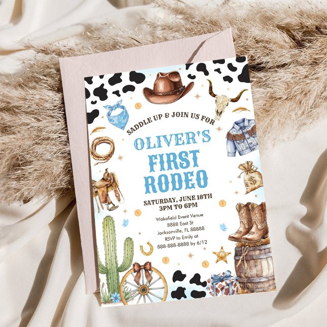Western Rodeo Cowboy First Rodeo 1st Birthday Einladung (Von Creator hochgeladen)