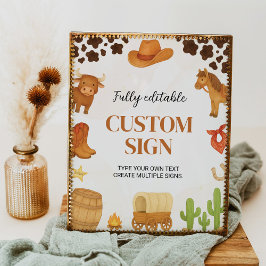 Western Rodeo Cowboy Geburtstagsparty Tafelsignatu Poster