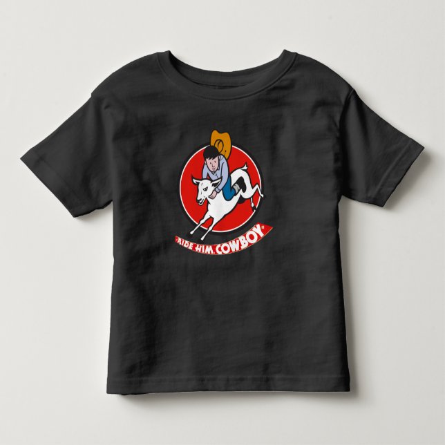 Western Rodeo Cowboy Mutton Bustin Ride "em Cowboy Kleinkind T-shirt (Vorderseite)