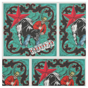 Western-Rodeo-Cowboy-Ochse-Wrestling-Imitat-Leder Stoff