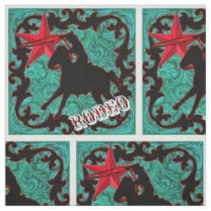 Western Rodeo Cowboy Roping Imitats Leather Stoff
