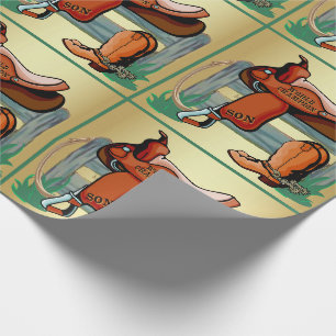 Western Rodeo Cowboy Sattelstiefel Seil Sohn Geschenkpapier