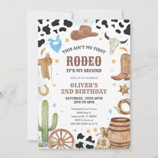 Western Rodeo Cowboy Second Rodeo 2nd Birthday Einladung