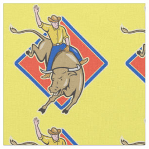 Western-Rodeo-Cowboy-Stier-Reiten Stoff
