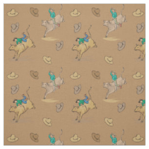 Western-Rodeo-Cowboy-Stier-Reiten und Cowboyhüte Stoff