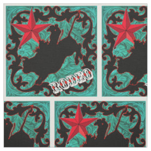 Western-Rodeo-Cowboy-Stier-ReitImitat-Leder Stoff
