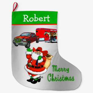 Western Rodeo Cowboy Truck Trailer Weihnachten Großer Weihnachtsstrumpf