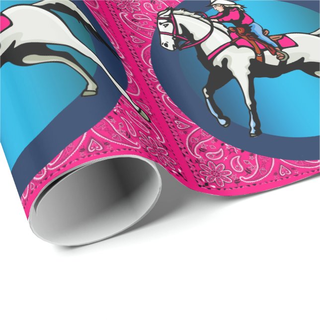 Western Rodeo Cowgirl auf dem Laufsteg Geschenkpapier (Rolleneckpunkt)