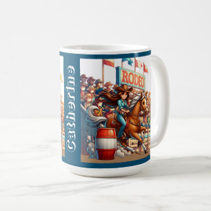 Western Rodeo Cowgirl Barrel Racing Custom Kaffeetasse