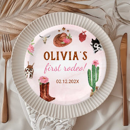 Western Rodeo Cowgirl Birthday Pappteller