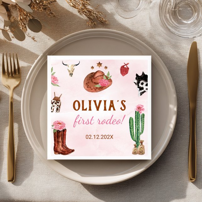 Western Rodeo Cowgirl Birthday Serviette (Von Creator hochgeladen)