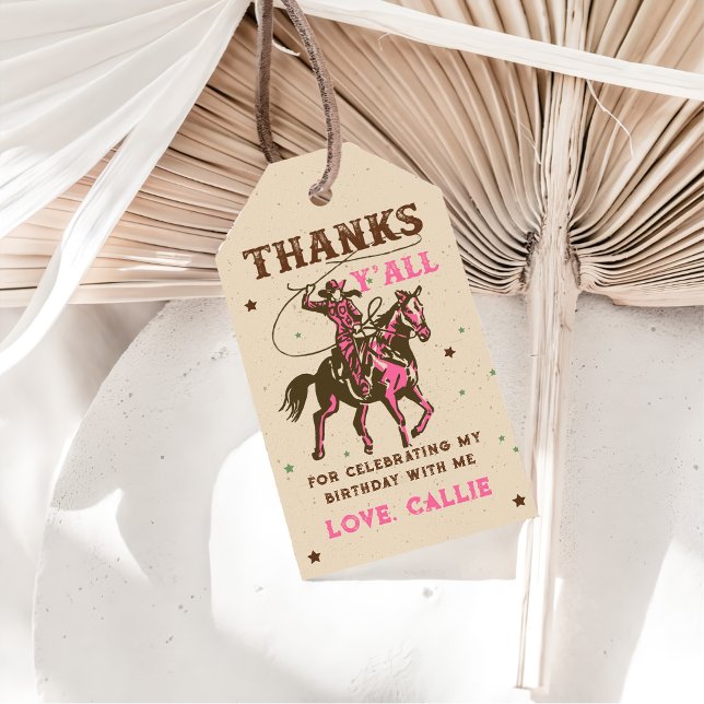 Western Rodeo Cowgirl Birthday Vielen Dank Geschenkanhänger (Von Creator hochgeladen)