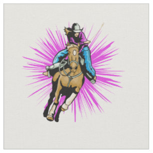Western-Rodeo-Cowgirl-Fass, das laufendes Pferd Stoff