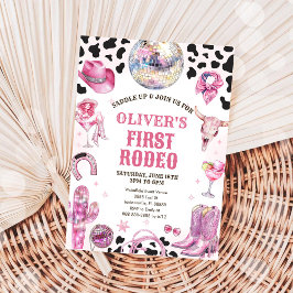 Western Rodeo Cowgirl First Rodeo 1st Birthday Einladung