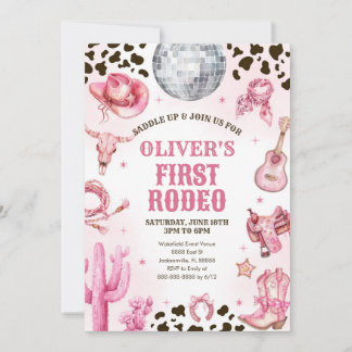 Western Rodeo Cowgirl First Rodeo 1st Birthday Einladung
