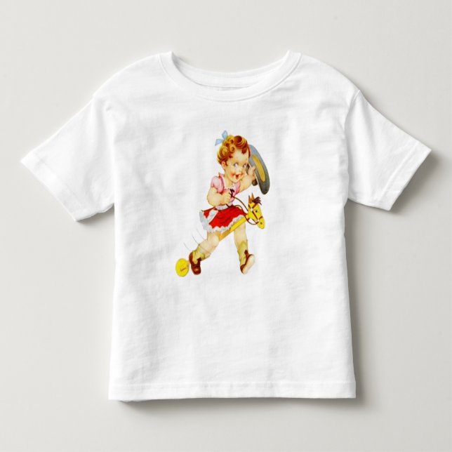 Western Rodeo Cowgirl im Stick Horse Shirt (Vorderseite)