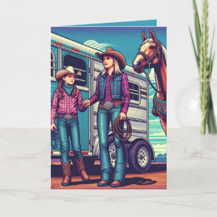 Western Rodeo Cowgirls Personalisiert Geburtstag Karte