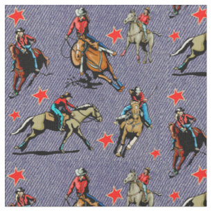 Western-Rodeo-Cowgirls-Reitpferdeentwurfs-Gewebe Stoff