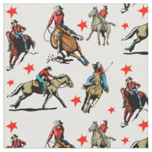 Western-Rodeo-Cowgirls-Reitpferdeentwurfs-Gewebe Stoff