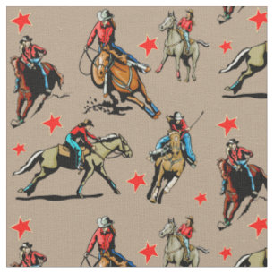 Western-Rodeo-Cowgirls-Reitpferdeentwurfs-Gewebe Stoff
