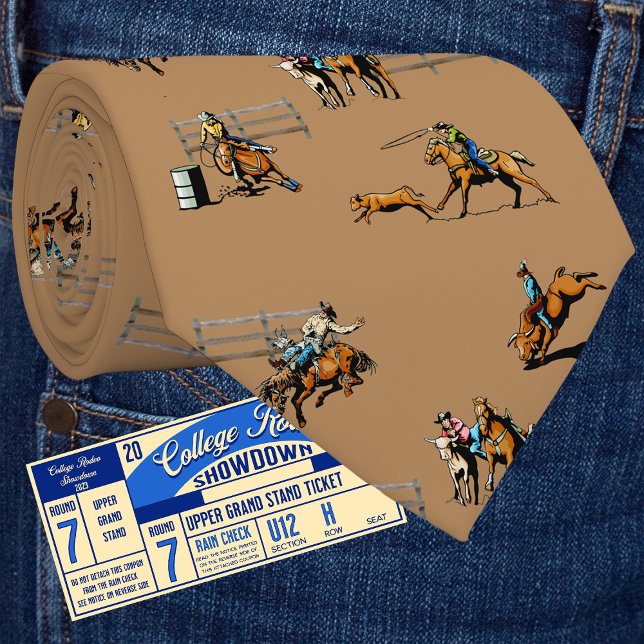 Western Rodeo Event Scene Cowboy Cowgirls Pferde Krawatte (Western Rodeo events cowboys and cowgirls necktie)