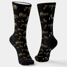 Western Rodeo Event Scene Cowboy Cowgirls Pferde Socken