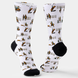Western Rodeo Event Scene Cowboy Cowgirls Pferde Socken