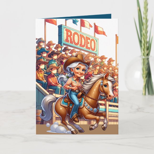 Western Rodeo Horse Cowgirl Großmutter Custom Karte (Vorderseite)