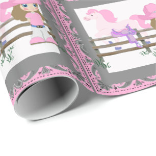 Western-Rodeo-kleiner Cowgirl-Pferdesattel Geschenkpapier
