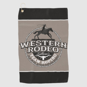 Western Rodeo NAME HINZUFÜGEN Old West Stier Seilw Golfhandtuch