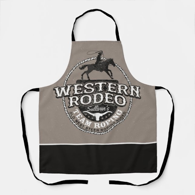 Western Rodeo Old West Steer Roping Personalisiert Schürze (Vorderseite)
