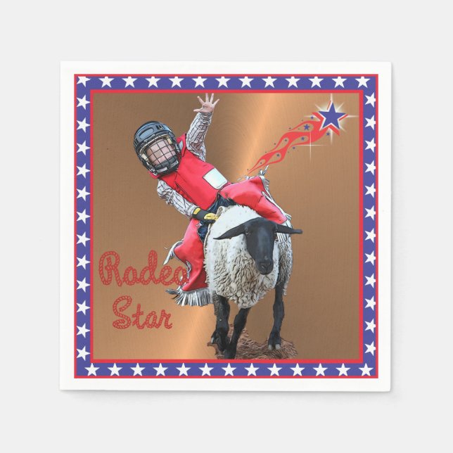 Western Rodeo Star Mutton Busting Kid Serviette (Vorderseite)