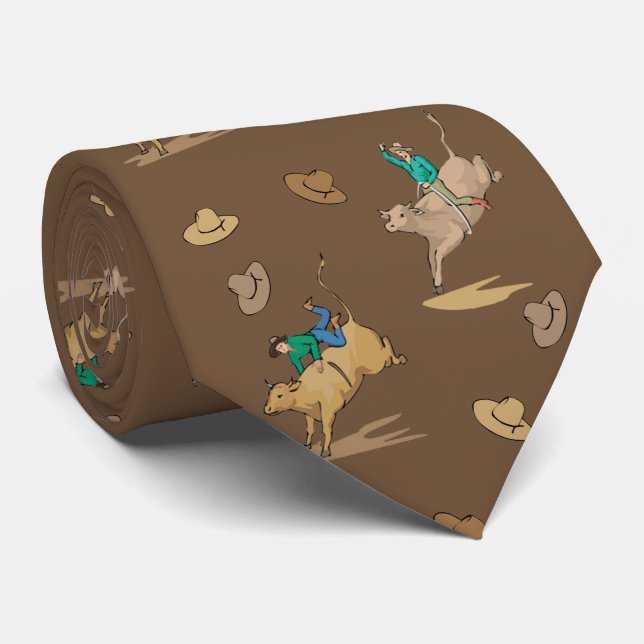 Western-Rodeo-Stier-Reiter und Cowboyhut-Krawatte Krawatte (Gerollt)