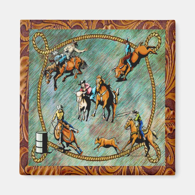 Western Rodeo Veranstaltungen Szene Magnet (Vorne)