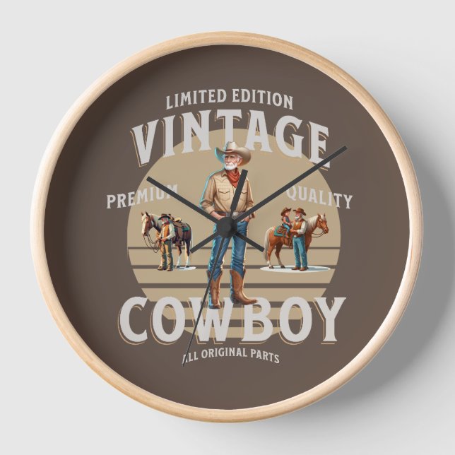 Western Rodeo Vintag Cowboy Uhr (Vorderseite)