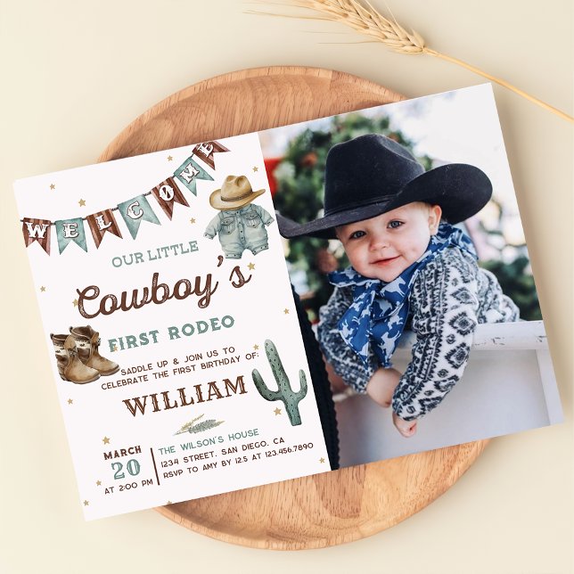 Western Rodeo Wild West Cowboy Birthday Foto Einladung (Von Creator hochgeladen)
