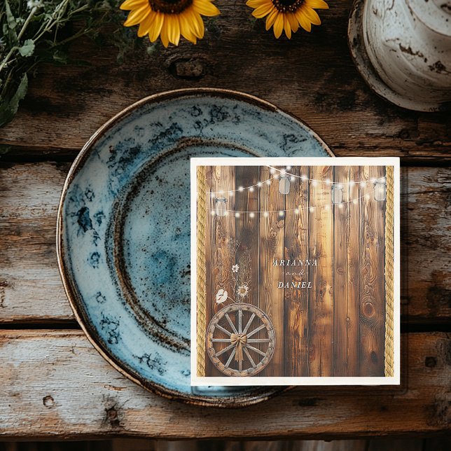 Western Rope Wagon Wheel Mason Jar Lights Serviette (Von Creator hochgeladen)