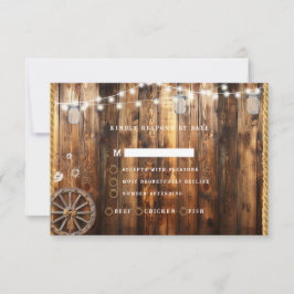 Western Rope Wagon Wheel Mason Jar String Lights RSVP Karte