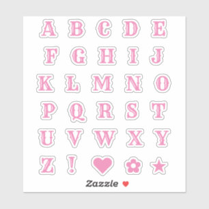 Western Rosa Buchstaben   Monogram Alphabet Sticke Aufkleber