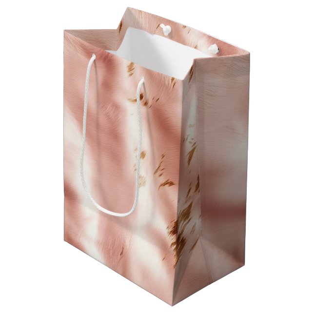Western Rosa Imitat Weichtes Brautparty Mittlere Geschenktüte (Vorderseite Schrägansicht)