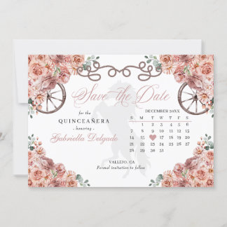 Western Rose Gold Charro Quinceañera Save the Date Einladung