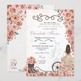 Western Rose Gold Princess Charra Quinceañera Einladung