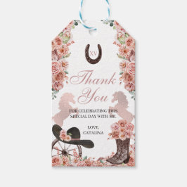 Western Rose Gold Ranchero Quinceanera Geschenktas Geschenkanhänger